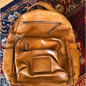 Rawling tan genuine leather backpack